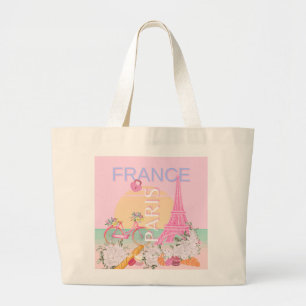 Paris, Frankrike, Travel Art, Preppy, Pastel, Rosa Jumbo Tygkasse