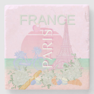 Paris, Frankrike, Travel Art, Preppy, Pastel, Rosa Stenunderlägg