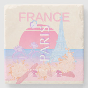 Paris, Frankrike, Travel Art, Preppy, Pastel Stenunderlägg