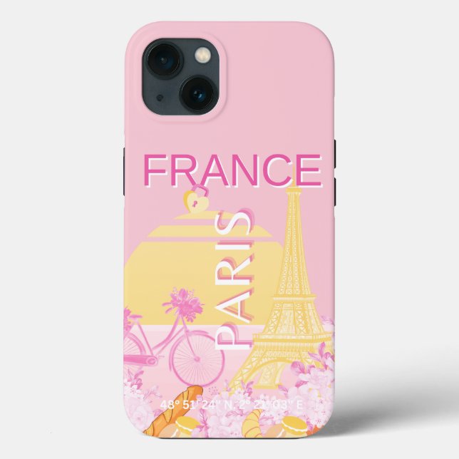 Paris, Frankrike, Travel Art, Preppy, Rosa (Baksida)