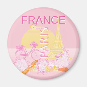 Paris, Frankrike, Travel Art, Preppy, Rosa Magnet