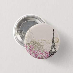 Paris Frankrike Travel Design med Eiffel Rosa ros Knapp