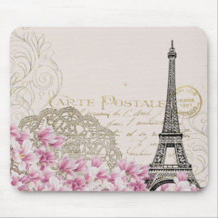Paris Frankrike Travel Design med Eiffel Rosa ros Musmatta