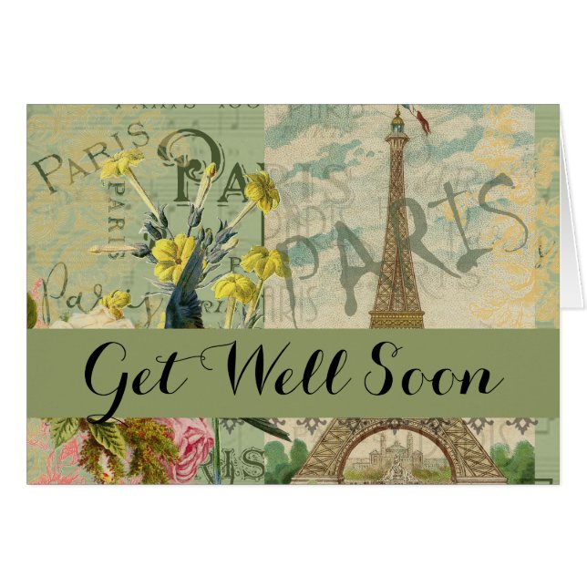 Paris Frankrike Travel Graphic Art Collage Hälsningskort (Framsidan Horizontal)