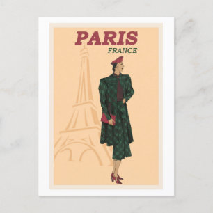 Paris Frankrike Travel Mode Retro Vykort