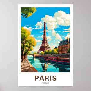 Paris Frankrike Travel Print Poster