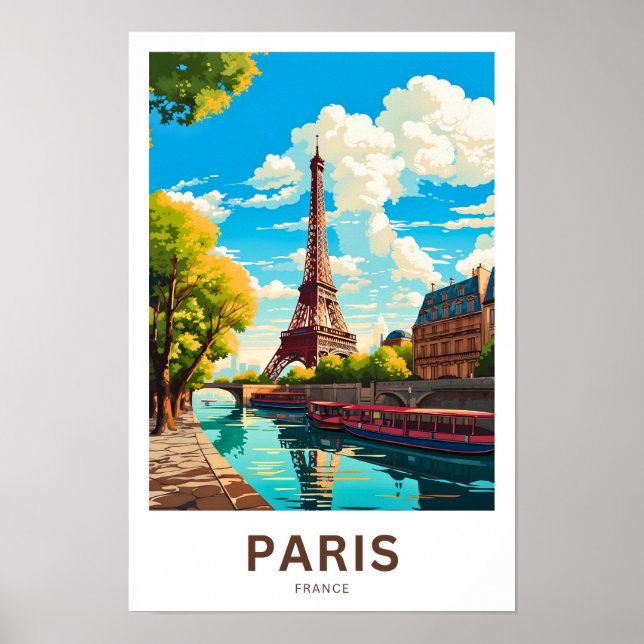 Paris Frankrike Travel Print Poster (Framsidan)