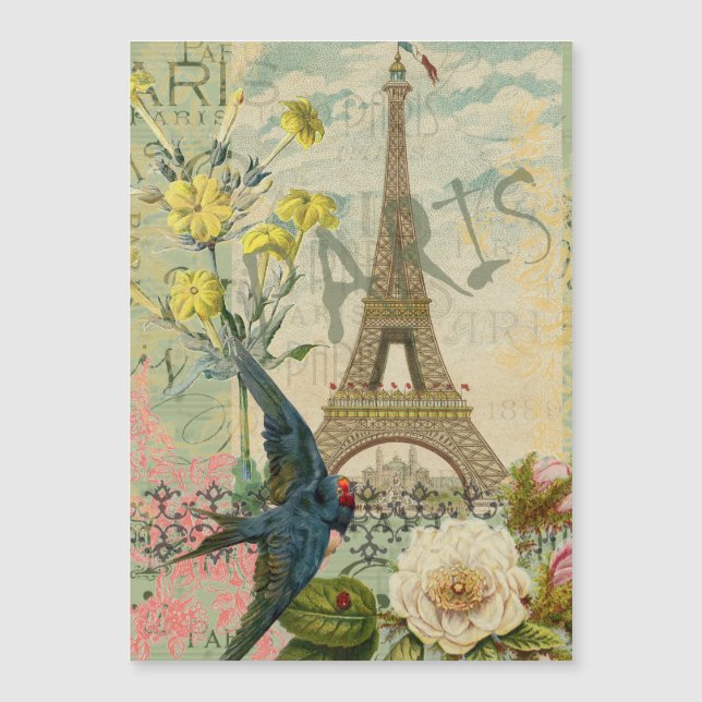 Paris Frankrike Travel Vintage Antique Art Paintin (Framsida)