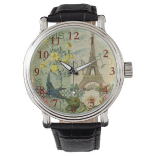 Paris Frankrike Travel Vintage Antique Art Paintin Armbandsur