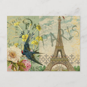 Paris Frankrike Travel Vintage Antique Art Paintin Vykort