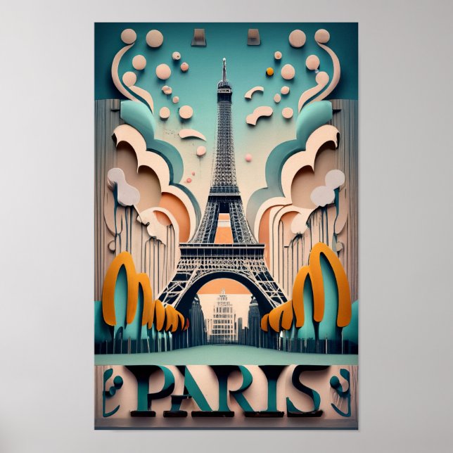 Paris, Frankrike, världsstäder, Vintage stil Poster (Framsidan)