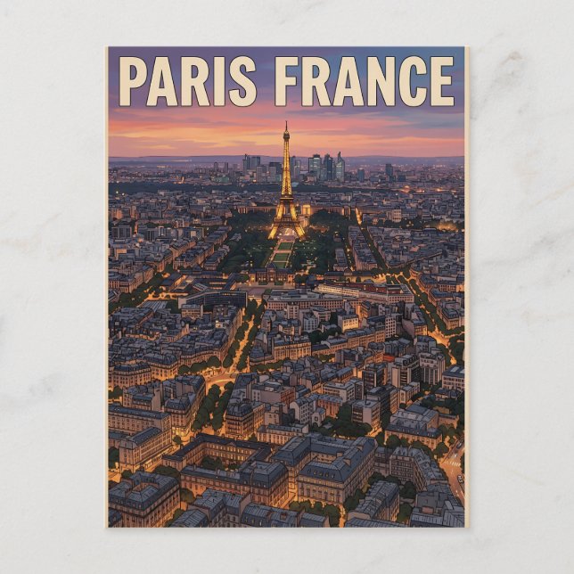 Paris Frankrike Vintage Anime Resa vykort (Framsida)