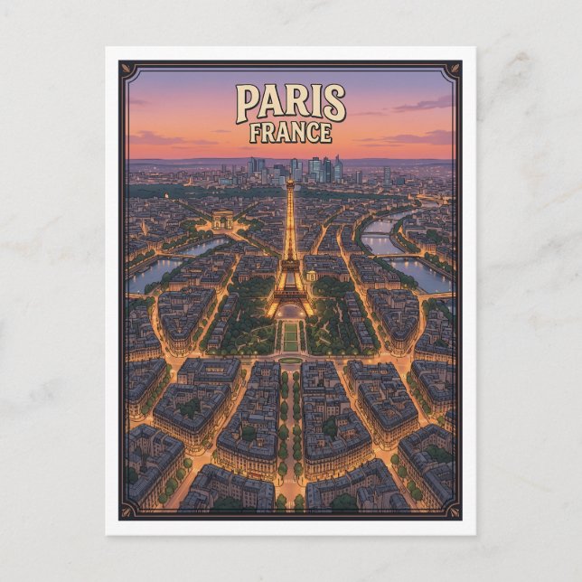 Paris Frankrike Vintage Anime Resa vykort (Framsida)