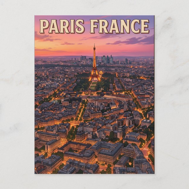 Paris Frankrike Vintage Anime Resa vykort (Framsida)