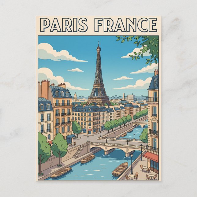 Paris Frankrike Vintage Anime Resa vykort (Framsida)