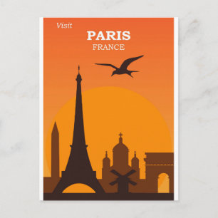 Paris Frankrike Vintage Landmärken Resor Vykort
