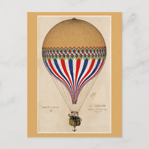 Paris Frankrike Vintage Luftballong Travel Vykort