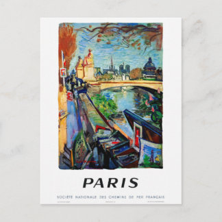 Paris Frankrike Vintage Resa Affisch Restaurerad Vykort