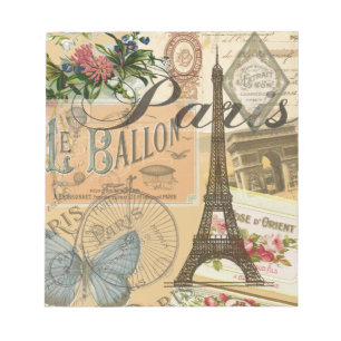 Paris Frankrike Vintage resor Colorful Artwork Anteckningsblock