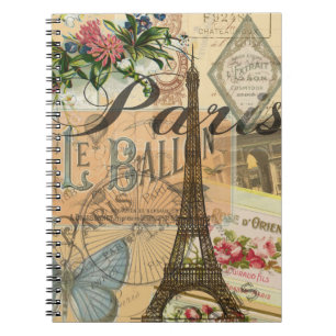 Paris Frankrike Vintage resor Colorful Artwork Anteckningsbok
