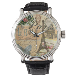Paris Frankrike Vintage resor Colorful Artwork Armbandsur