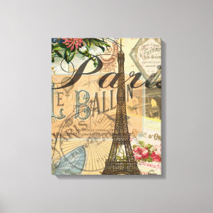 Paris Frankrike Vintage resor Colorful Artwork Canvastryck
