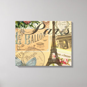 Paris Frankrike Vintage resor Colorful Artwork Canvastryck