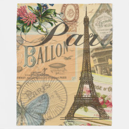 Paris Frankrike Vintage resor Colorful Artwork Fleecefilt