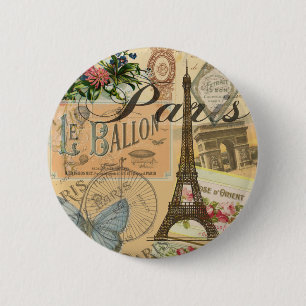 Paris Frankrike Vintage resor Colorful Artwork Knapp