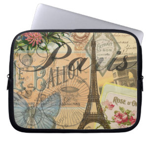 Paris Frankrike Vintage resor Colorful Artwork Laptop Sleeve