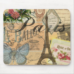 Paris Frankrike Vintage resor Colorful Artwork Musmatta