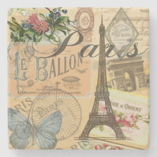 Paris Frankrike Vintage resor Colorful Artwork Underlägg Sten