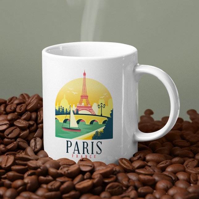 Paris Frankrike Vintage resor Kaffemugg (paris france cityscape coffee mug)