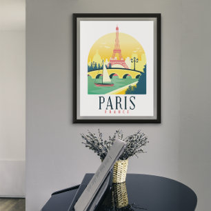 Paris Frankrike Vintage resor Poster