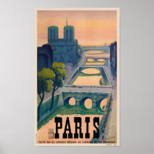 Paris Frankrike Vintage resor Poster 1937