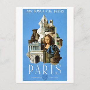 Paris Frankrike Vintage resor Poster återställd Vykort