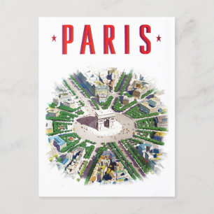 Paris Frankrike vintage resor Vykort