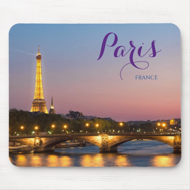 Paris Frankrike vykort Eiffel Torn Mouse Pad Gift Musmatta (Framsidan)