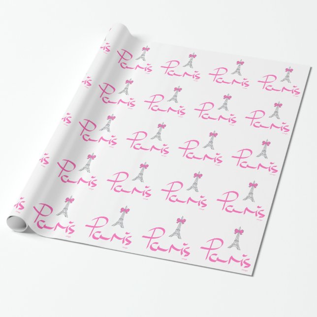 Paris,-Frankrike-with-Rosa-Bow Presentpapper (Utrullad)