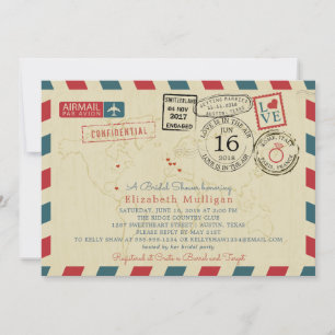 Paris Frankrike World Traveler Airmail Möhippa Inbjudningar