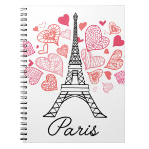 Paris frankrikekärlek anteckningsbok med spiral