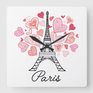 Paris frankrikekärlek fyrkantig klocka