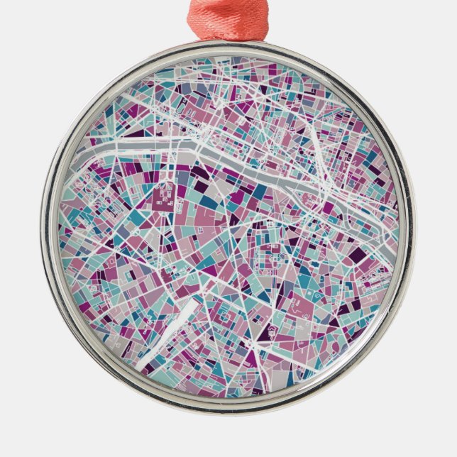 Paris frankrikekarta julgransprydnad metall (Framsidan)