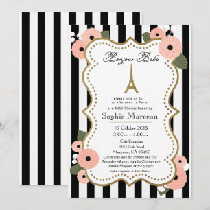 Paris Fransk Baby Shower Inbjudan