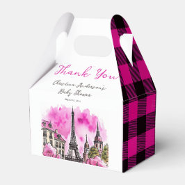 Paris Fransk Bonjour Bebe Rosa Black Baby Shower Presentaskar