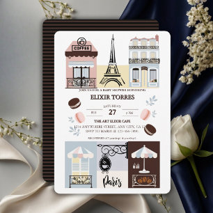 Paris Fransk Cafe Patisserie Baby Shower Inbjudningar
