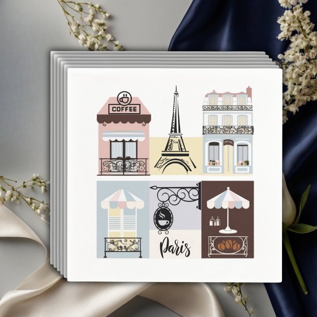 Paris Fransk Cafe Patisserie Baby Shower Pappersservett (Skapare uppladdad)