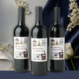 Paris Fransk Cafe Patisserie Baby Shower Vinflaska Etikett