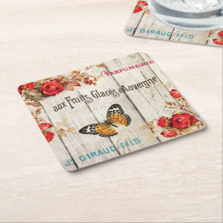 Paris Fransk Distress Födelsedagsfest Underlägg Papper Kvadrat