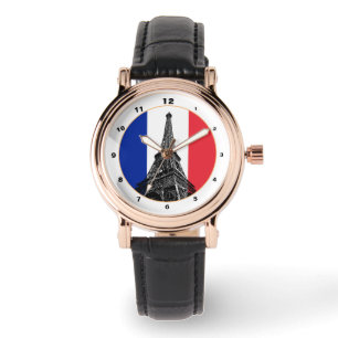 Paris, Fransk Flagga & Frankrike mode /Eiffel Torn Armbandsur